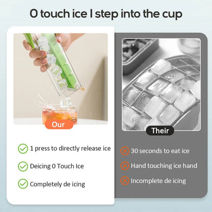 1pc Ice Cube Tray Ice mould One Handed Press Ice Cube Maker for Freezer with Lid Reusable Whiskey Ice Mold Ball Drink Ice Boxorange