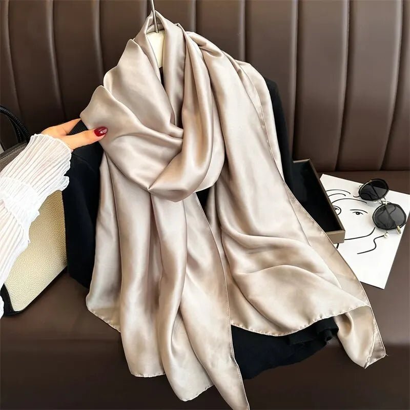 2024 Luxury Brand Spring Large Long Pashmina Women Scarf Solid Silk Shawl Wrap Lady Beach Fashion Female Bandana Cover EcharpeWT95 - 10