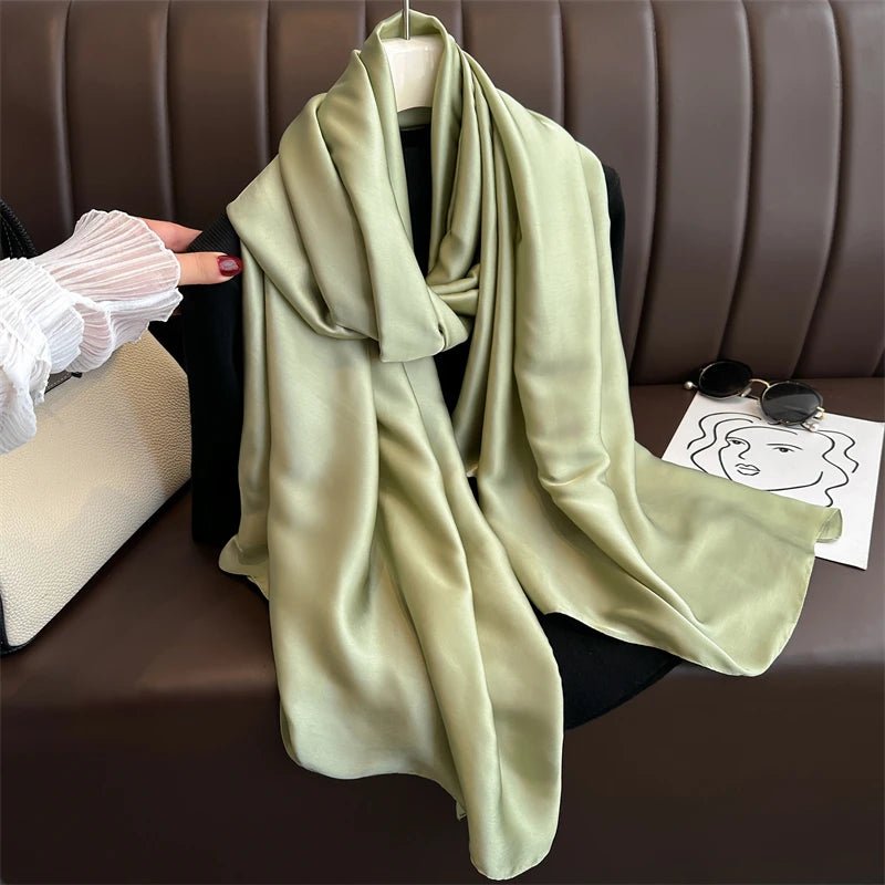 2024 Luxury Brand Spring Large Long Pashmina Women Scarf Solid Silk Shawl Wrap Lady Beach Fashion Female Bandana Cover EcharpeWT95 - 1