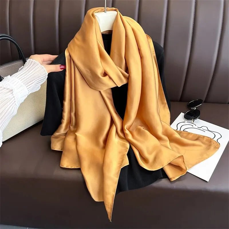 2024 Luxury Brand Spring Large Long Pashmina Women Scarf Solid Silk Shawl Wrap Lady Beach Fashion Female Bandana Cover EcharpeWT95 - 12