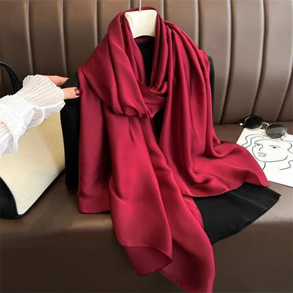 2024 Luxury Brand Spring Large Long Pashmina Women Scarf Solid Silk Shawl Wrap Lady Beach Fashion Female Bandana Cover EcharpeWT95 - 15