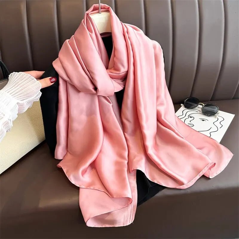 2024 Luxury Brand Spring Large Long Pashmina Women Scarf Solid Silk Shawl Wrap Lady Beach Fashion Female Bandana Cover EcharpeWT95 - 4