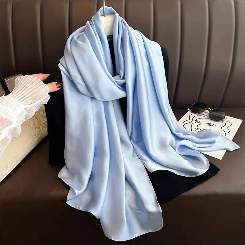 2024 Luxury Brand Spring Large Long Pashmina Women Scarf Solid Silk Shawl Wrap Lady Beach Fashion Female Bandana Cover EcharpeWT95 - 7