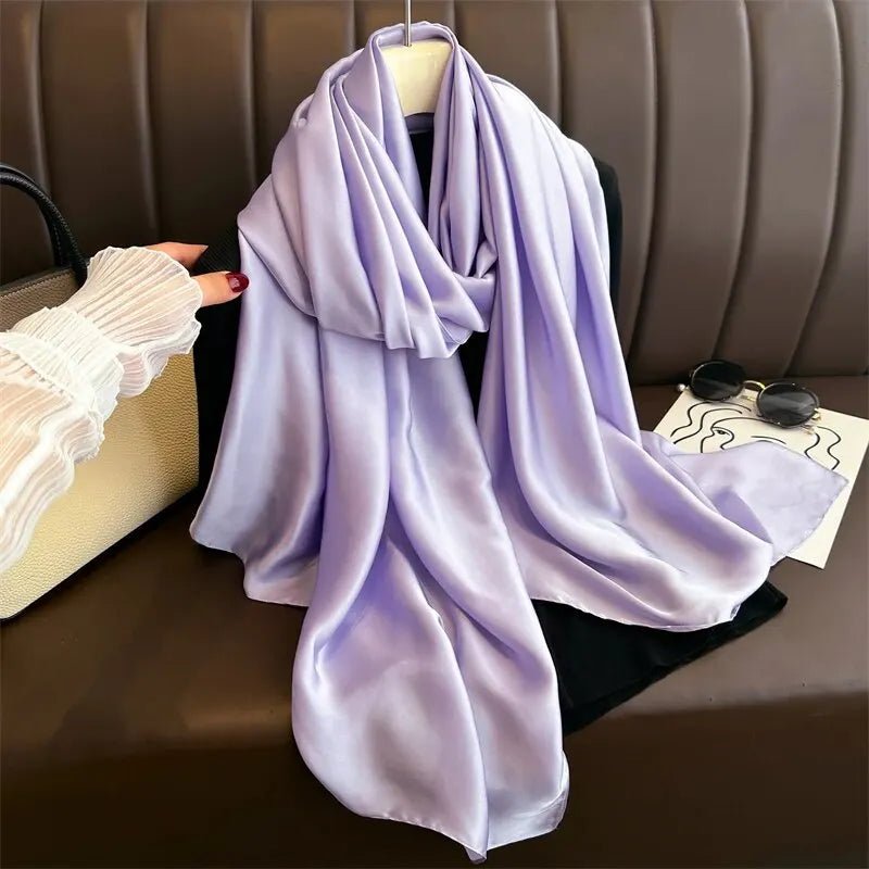 2024 Luxury Brand Spring Large Long Pashmina Women Scarf Solid Silk Shawl Wrap Lady Beach Fashion Female Bandana Cover EcharpeWT95 - 8