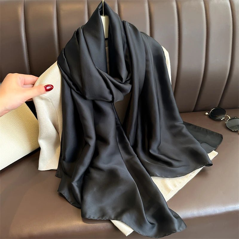 2024 Luxury Brand Spring Large Long Pashmina Women Scarf Solid Silk Shawl Wrap Lady Beach Fashion Female Bandana Cover EcharpeWT95 - 9