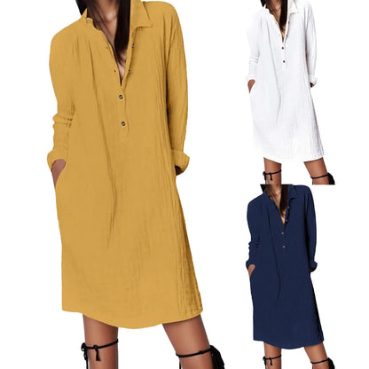 2024 Spring Summer Women's Dress Solid Oversize Casual Button Long Dresses Female Trendy Loose Fashion Beach Ladies ClothingBlueXL