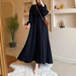 2024 Summer Dress Loose Long Sleeve A - line Skirt RobeBlackSCN