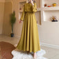 2024 Summer Dress Loose Long Sleeve A - line Skirt RobeYellowMCN