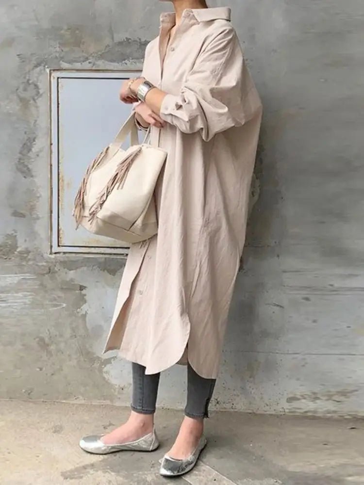 2024 ZANZEA Women Fashion Solid Shirtdress Casual Long Sleeve Sundress Elegant Office Work OL Vestidos Female Lapel Button RobeWHITEXXXL