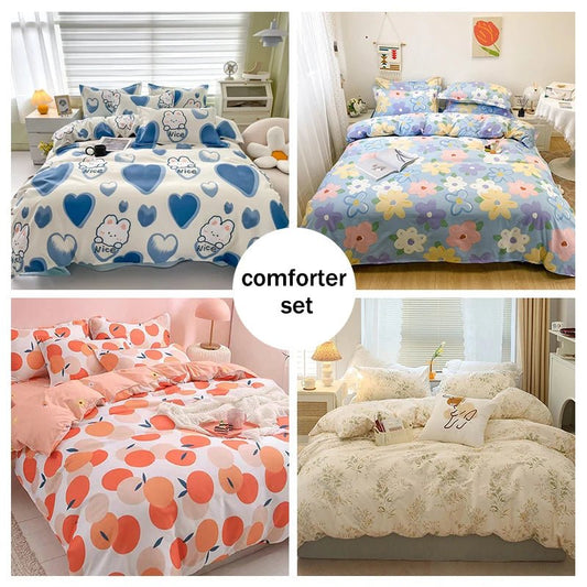 3pcs Bedding Printing Skin - friendly Cotton Quilt Cover Student Dormitory Home Single And Double Bed Quilt Cover PillowcaseColour 4229X229cm