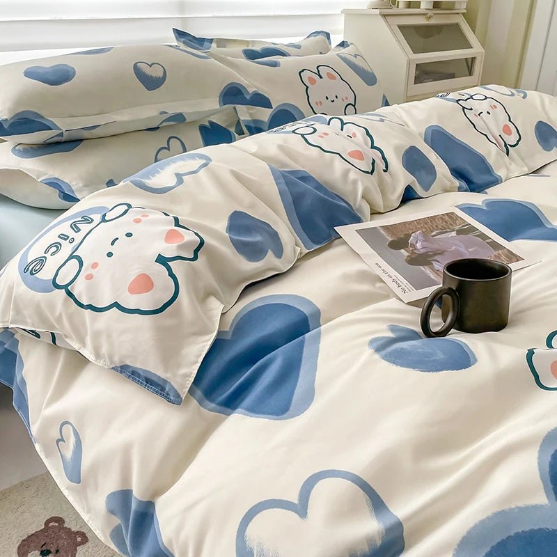 3pcs Bedding Printing Skin - friendly Cotton Quilt Cover Student Dormitory Home Single And Double Bed Quilt Cover PillowcaseColour 4229X229cm