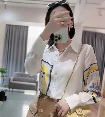 3XL 4XL Chiffon Women Shirts And Blouses Cardigan Tops Casual White Long Sleeve Loose Big Size Roupas Feminina camisas y blusasA62 - 6686M