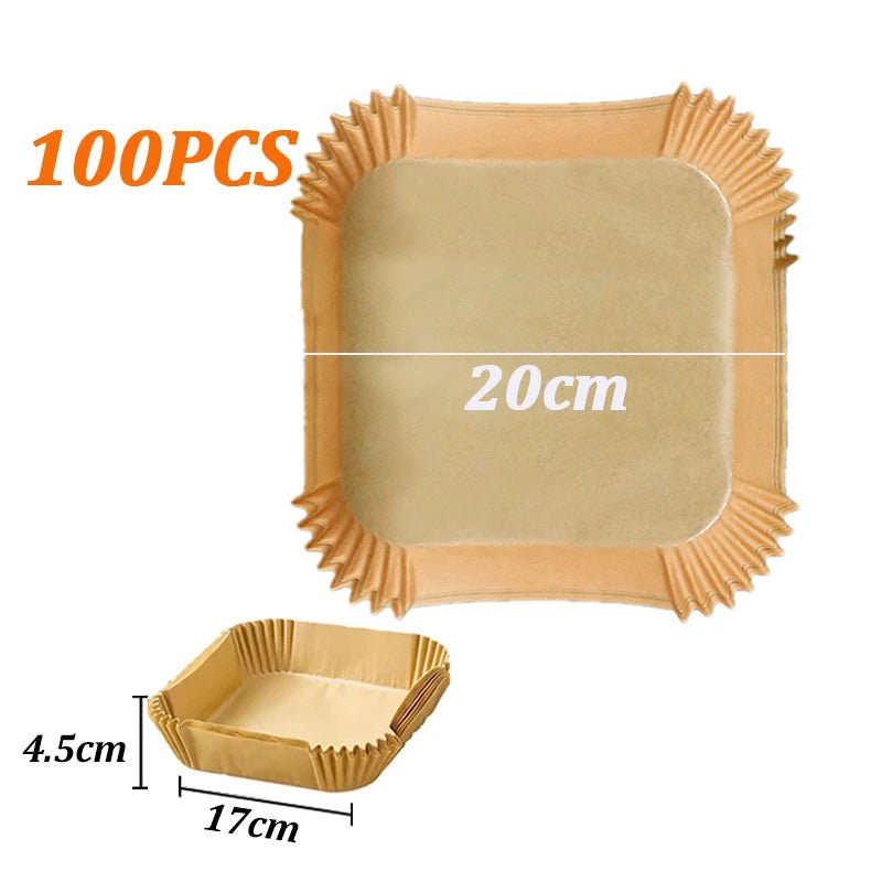 50/100Pcs Air Fryer Disposable Paper Air Fryer Accessories Square Round Oil - proof Liner Non - Stick Mat for Kitchen Oven Baking100PCS Square