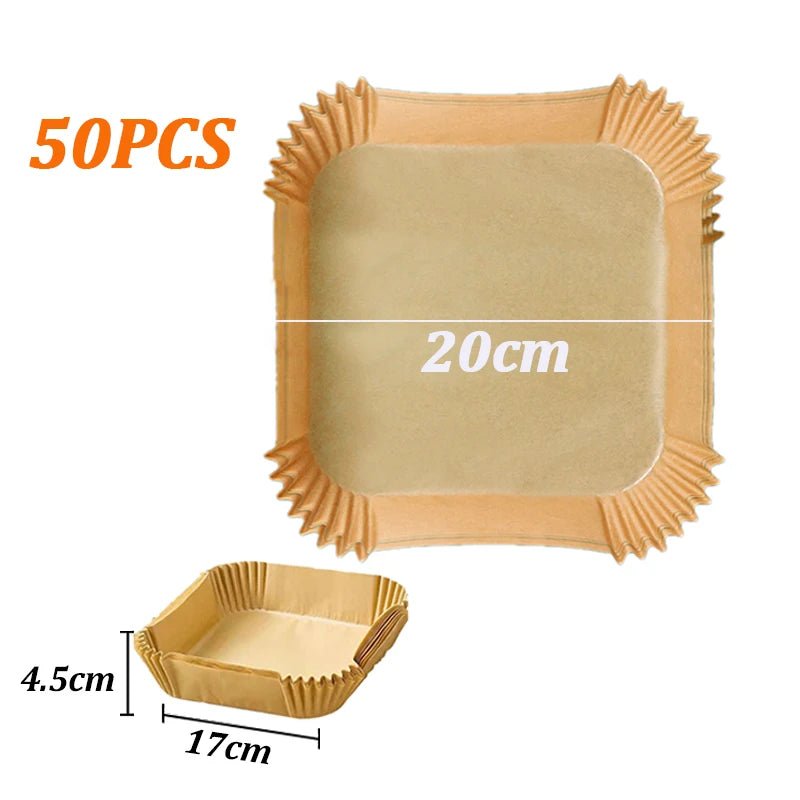 50/100Pcs Air Fryer Disposable Paper Air Fryer Accessories Square Round Oil - proof Liner Non - Stick Mat for Kitchen Oven Baking50PCS Square