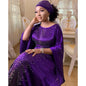 Round neck loose bat sleeve robe with turban