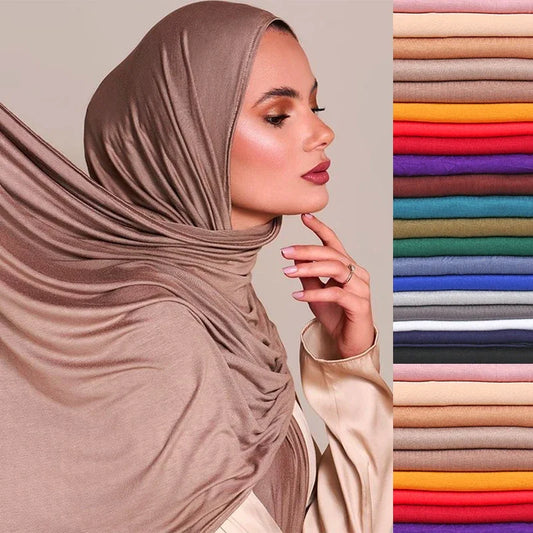 40 Colors Plain Solid Modal Jersey Hijab Women Winter Elasticity Muslim Shawl Scarf Maxi Wrap Snood Warm Stole Foulards Sjaal11170x60CM