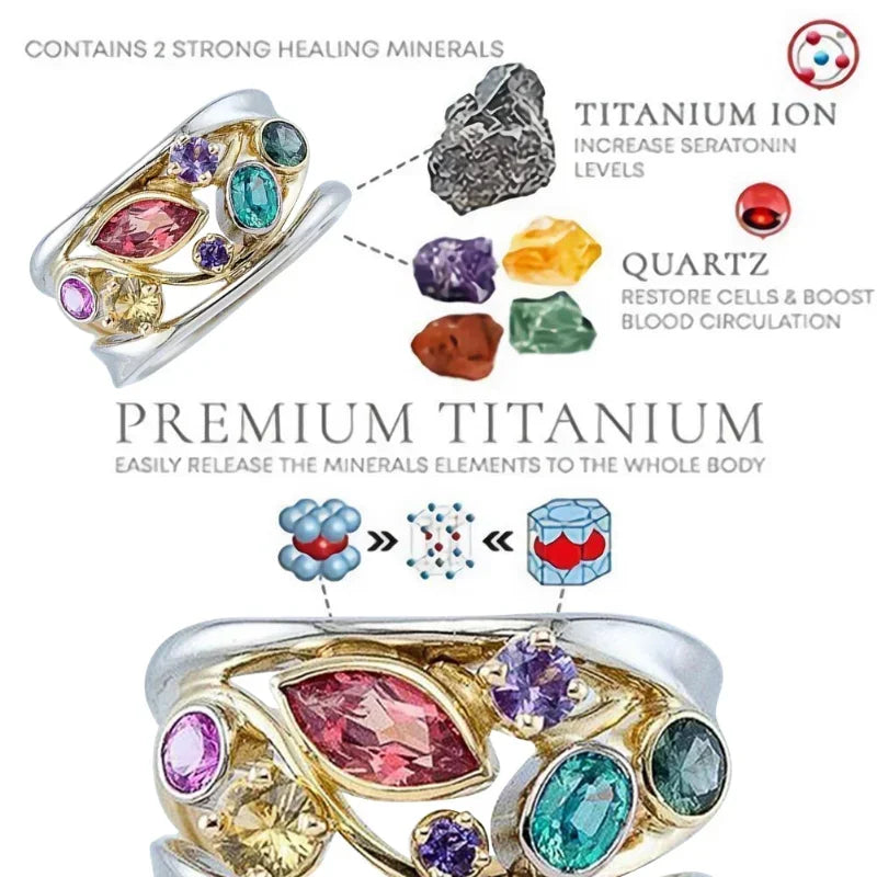 2024 New Women's Magnetic Therapy Ring Torina Crystal Ionix   Treatment Quartz   for Weight Loss