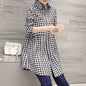 All - match Button Solid Midi Autumn Blouse for Female 2023 Korean Fashion Spliced Shirt Loose Long Sleeve Winter Polo - Neck ShirtLarge plaidM