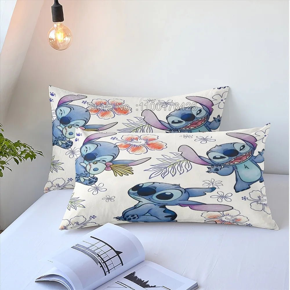 Anime Stitch Bedding Set 3D Cartoon Printed Quilt Duvet Cover Set Pillowcase Kids Beddroom Comfortable Home DecorAEU - Double(200x200cm)