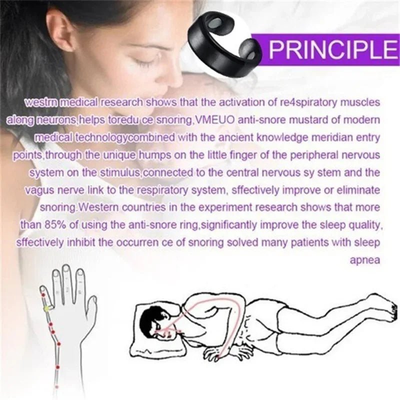 Anti Snoring Device Ring Magnetic Therapy Acupressure Treatment Against Finger Ring Anti Snore Sleep Aid for Snoring Health Careblack