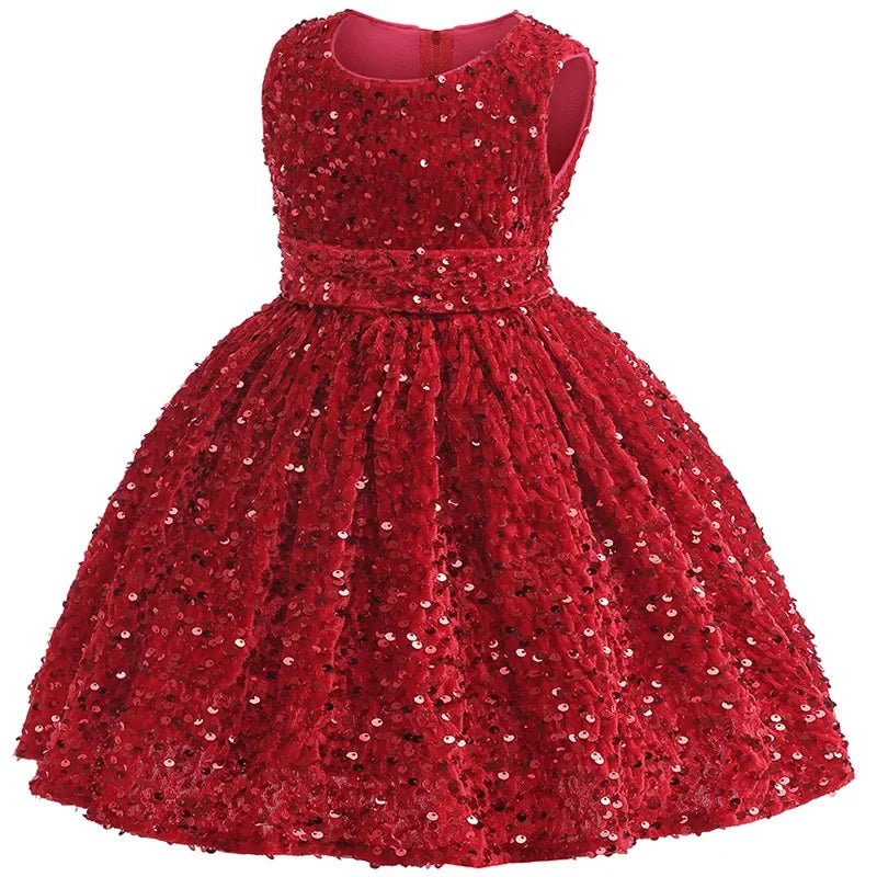 Baby Girls Dress Sequin Sleeveless Little Princess Dress Birthday Gift 1 2 3 4 5 6 Years New Year Kids Clothes130 - 6 - 7Tdress 3