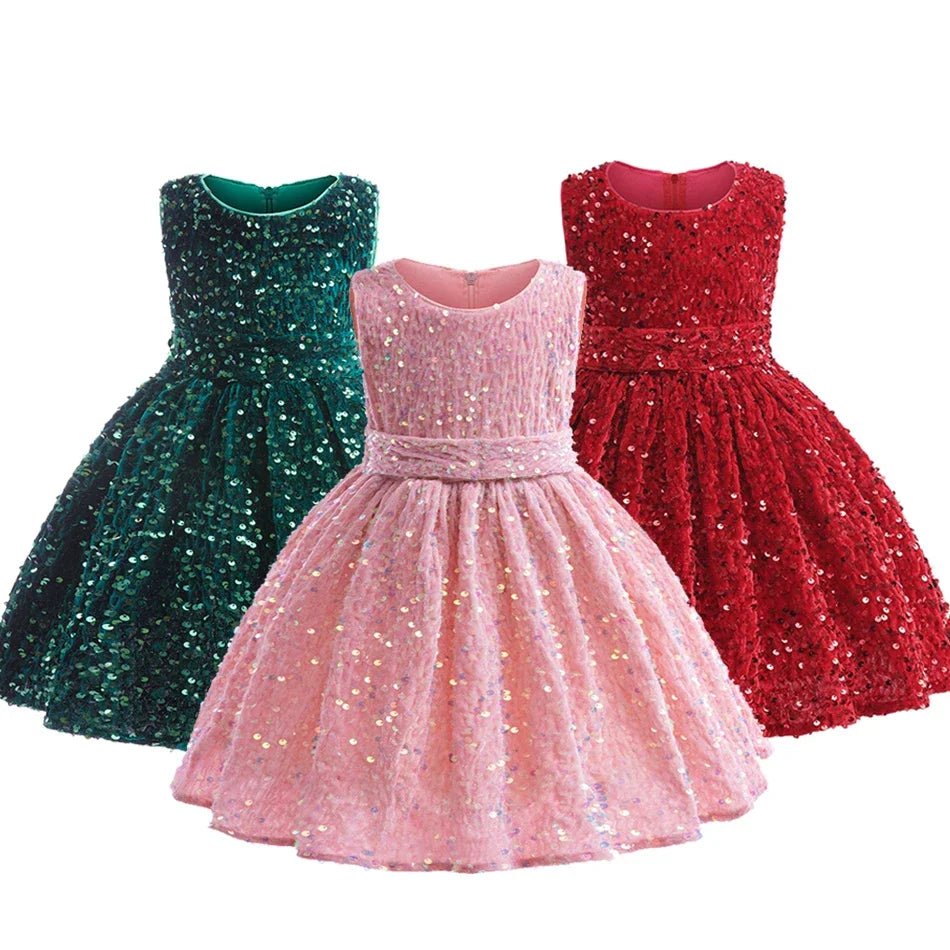 Baby Girls Dress Sequin Sleeveless Little Princess Dress Birthday Gift 1 2 3 4 5 6 Years New Year Kids Clothes130 - 6 - 7Tdress 3