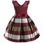 Baby Girls Flower Striped Dress For Girls Floral Wedding Party Dresses Kids Princess Christmas Dress Children Girls ClothingFD122 - WineRed4T