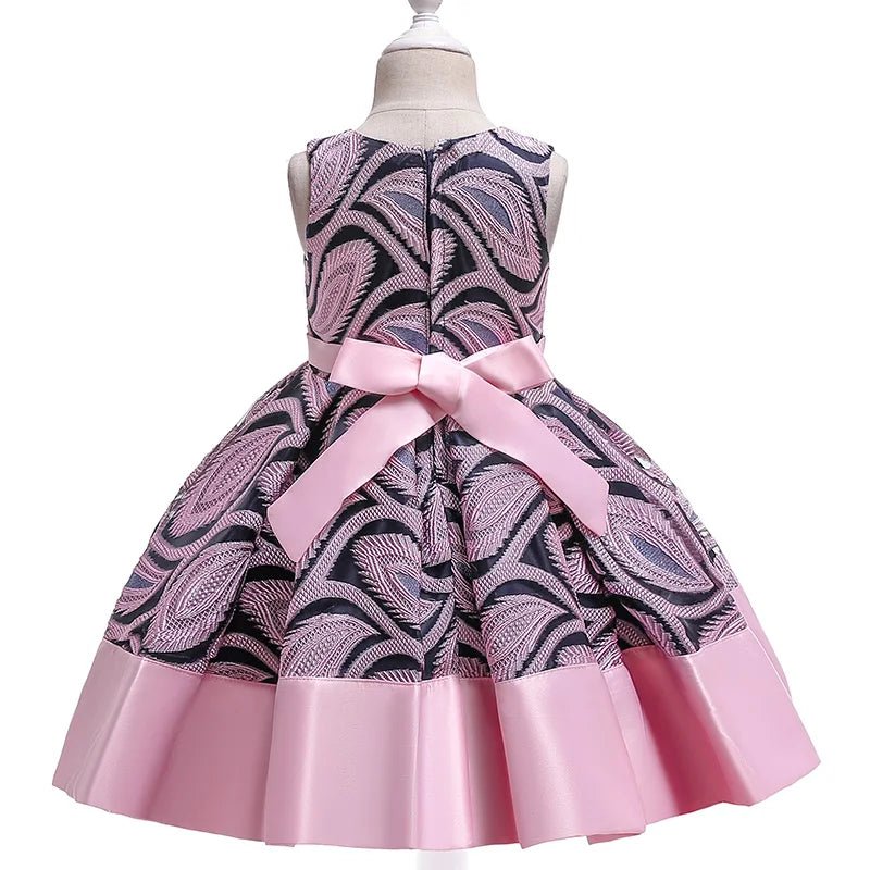 Baby Girls Flower Striped Dress For Girls Floral Wedding Party Dresses Kids Princess Christmas Dress Children Girls ClothingXD506 - Pink10