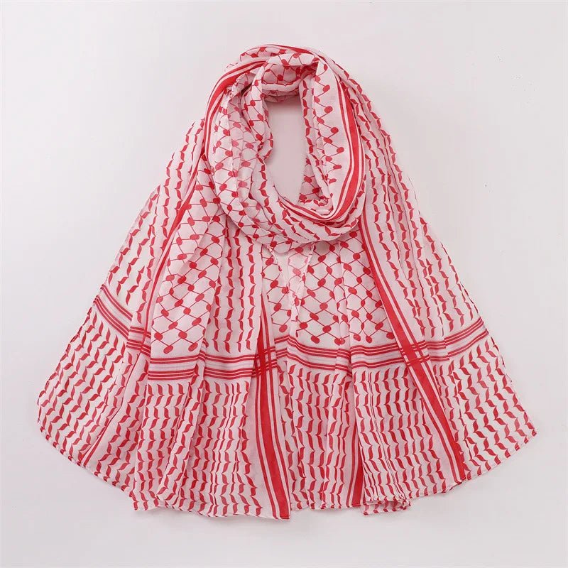 Big Size Kuffiyeh Prints Hijab Cotton Scarf Breathable Soft Long Fashion Forward Scarves Headscarf Muslim Hijabs Shawl Ramadanred