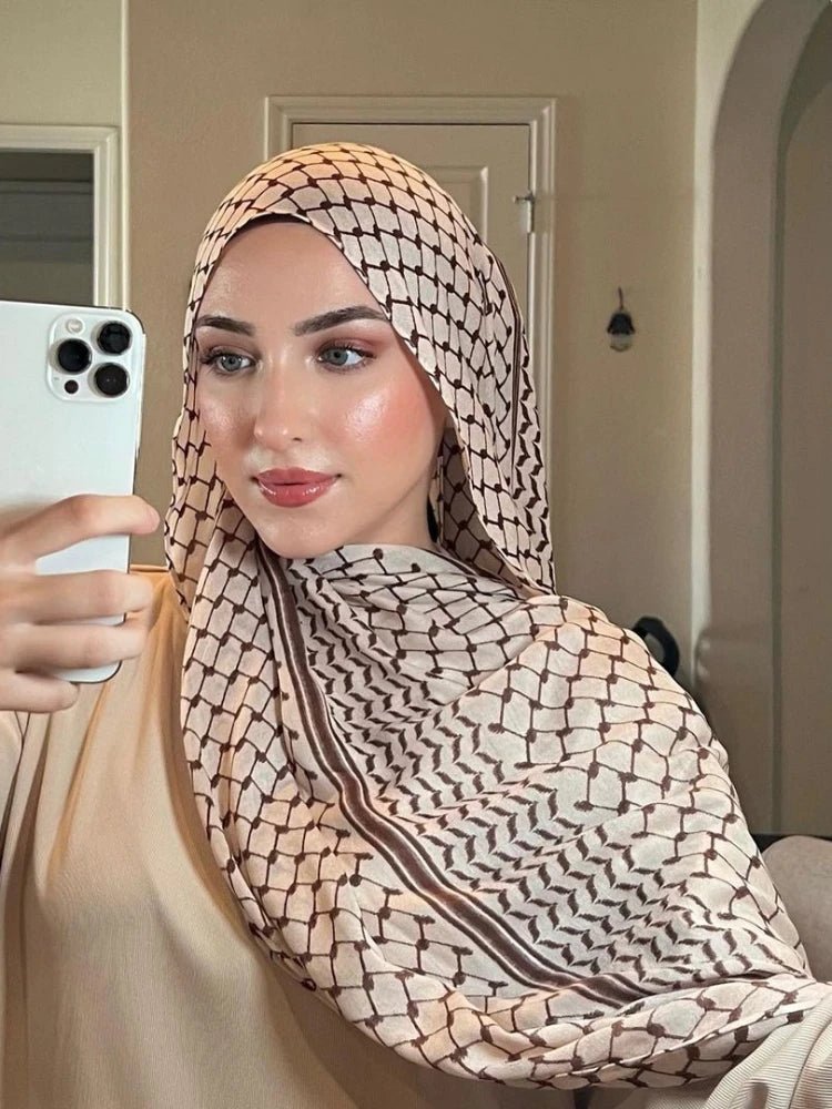 Big Size Kuffiyeh Prints Hijab Cotton Scarf Breathable Soft Long Fashion Forward Scarves Headscarf Muslim Hijabs Shawl Ramadanred