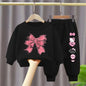 Children Girls Sets Sweatshirt Baby Girl Clothes Hoodie Kids Clothing Set 2pcs Fashion Suits Toddler Cotton Long Sleeve Pantsblack90cm 2T