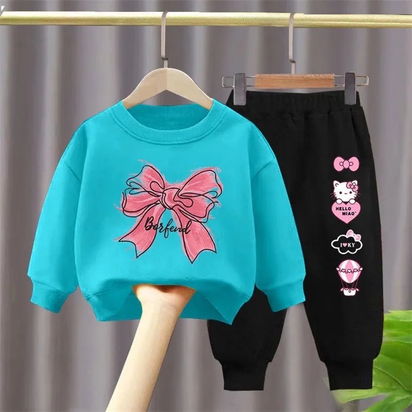 Children Girls Sets Sweatshirt Baby Girl Clothes Hoodie Kids Clothing Set 2pcs Fashion Suits Toddler Cotton Long Sleeve PantsLake Blue110cm 4T