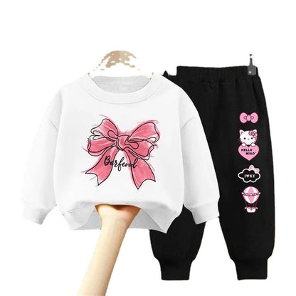 Children Girls Sets Sweatshirt Baby Girl Clothes Hoodie Kids Clothing Set 2pcs Fashion Suits Toddler Cotton Long Sleeve PantsPink90cm 2T