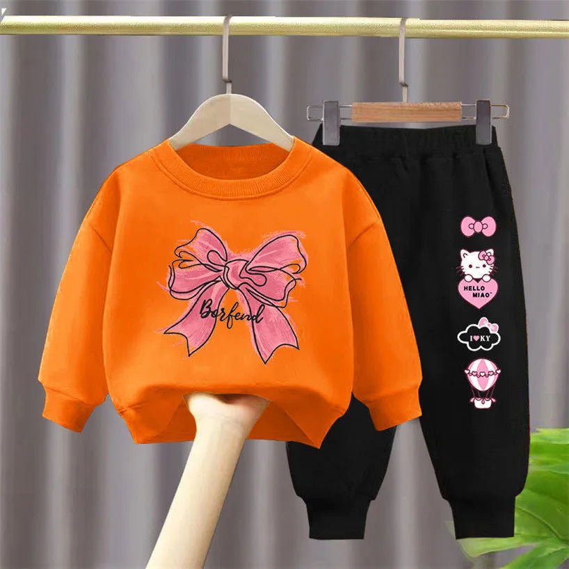 Children Girls Sets Sweatshirt Baby Girl Clothes Hoodie Kids Clothing Set 2pcs Fashion Suits Toddler Cotton Long Sleeve PantsPink90cm 2T