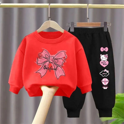 Children Girls Sets Sweatshirt Baby Girl Clothes Hoodie Kids Clothing Set 2pcs Fashion Suits Toddler Cotton Long Sleeve PantsPink90cm 2T