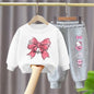 Children Girls Sets Sweatshirt Baby Girl Clothes Hoodie Kids Clothing Set 2pcs Fashion Suits Toddler Cotton Long Sleeve PantsWhite Grey110cm 4T