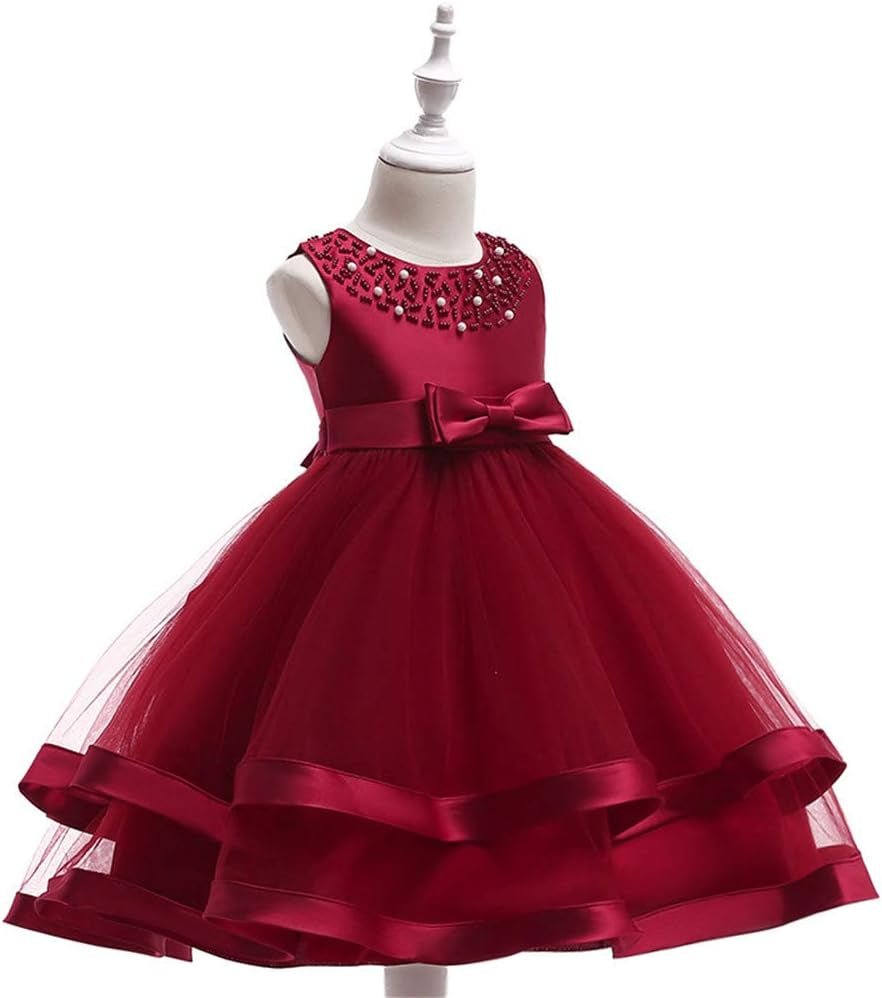 COMISARA 6M - 9T Kids Pageant Flower Girl Dress Little Girls Party Wedding Formal DressesWine7 - 8 YearsClothingDressesGirls