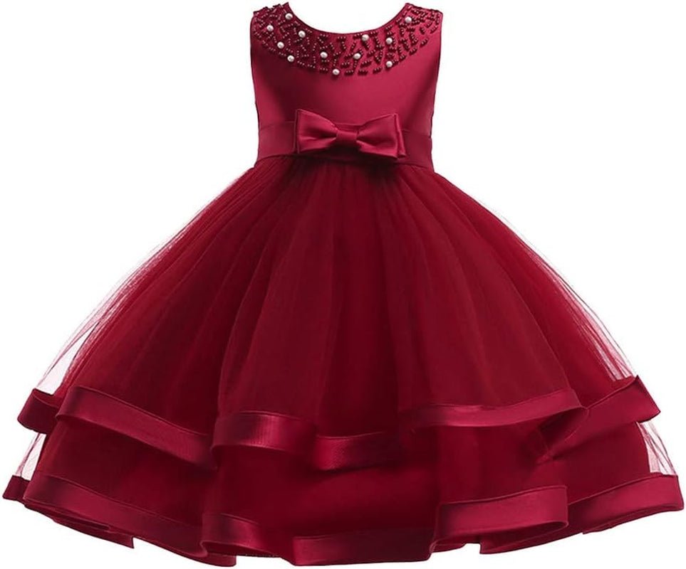 COMISARA 6M - 9T Kids Pageant Flower Girl Dress Little Girls Party Wedding Formal DressesWine7 - 8 YearsClothingDressesGirls