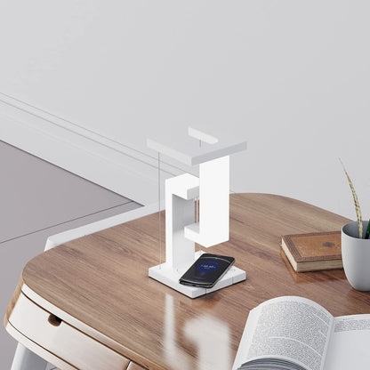 Creative Smartphone Wireless Charging Suspension Table Lamp Balance Lamp Floating For Home BedroomWhite classic