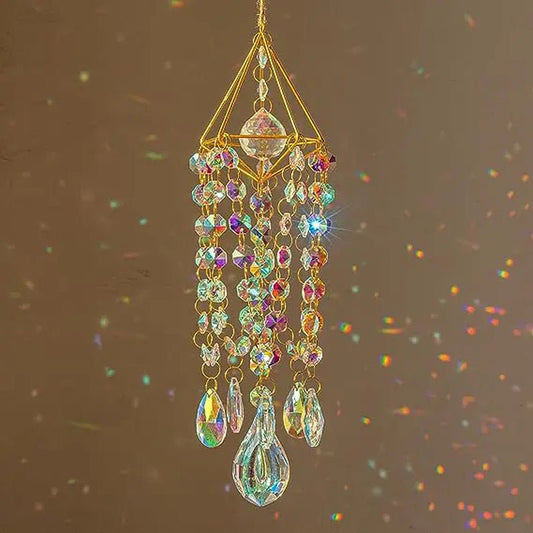 Crystal Suncatchers Hanging Wind Chime Style Garden Suncatcher Rainbow Maker Handmade Gold Plated SuncatcherDefaultHome Supplies