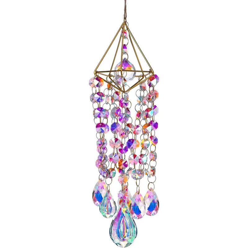 Crystal Suncatchers Hanging Wind Chime Style Garden Suncatcher Rainbow Maker Handmade Gold Plated SuncatcherDefaultHome Supplies