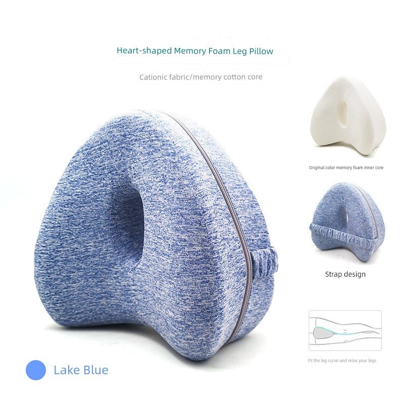 Cushion Leg Pillow Sleep Foot Pillow Leg Lifting Vein Memory Foam Leg Lock Pillow Leg Pillow Pregnant Women Knee Clip Leg Heart PillowLake Blue