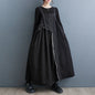 Denim Patchwork Spring Autumn Long Sundress Women Fashion Ruffle Pleated Ladies Dresses Casual Oversized Loose Woman DressBlack DressOne Size