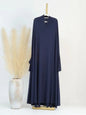 Eid Hooded Muslim Women Dress Prayer Garment Abaya Long Khimar Full Cover Ramadan Gown Abayas Islamic Clothes Niqab RobeDark Blue2 - L