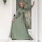 Elegant Satin Dress for Women Muslim Fashion Abaya Hijab Dubai Turkey Evening Dresses Arabic Kaftan Robe Female Islamic ClothingGreenS