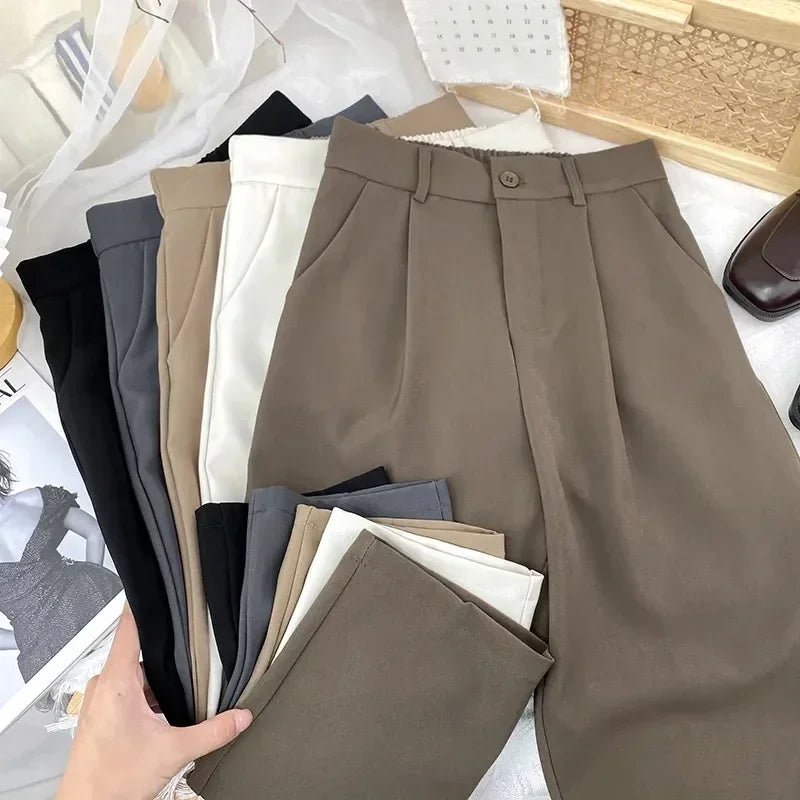 Fall Spring Black Suit Haren Pants Women Fashion Elastic High Waist Casual Trousers Woman Korean Style Solid Office Pant 2023APRICOTS