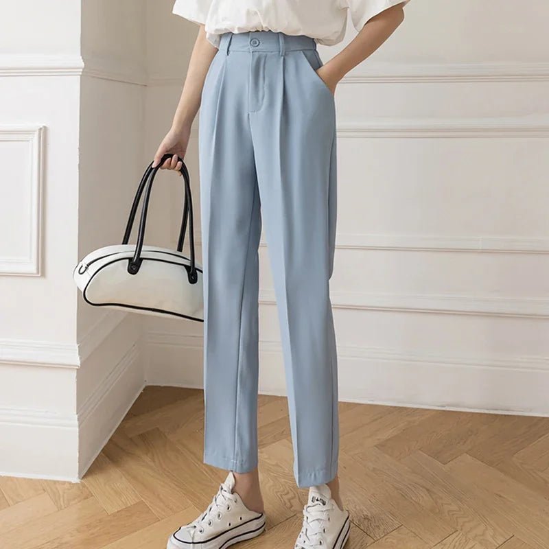 Fall Spring Black Suit Haren Pants Women Fashion Elastic High Waist Casual Trousers Woman Korean Style Solid Office Pant 2023APRICOTS