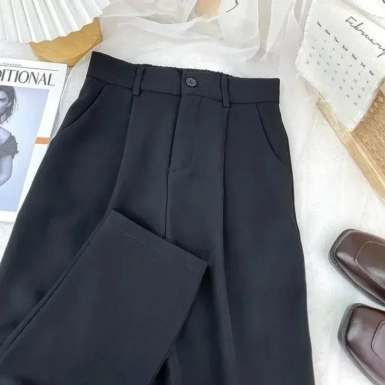 Fall Spring Black Suit Haren Pants Women Fashion Elastic High Waist Casual Trousers Woman Korean Style Solid Office Pant 2023APRICOTS