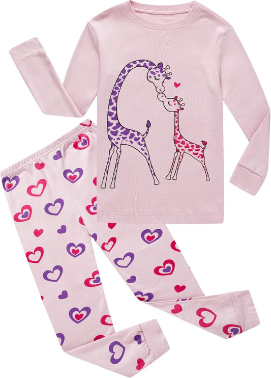 Family Feeling Little Boys Pajamas Sets 100% Cotton Long Sleeve PjsGiraffe/Pink562ClothingGirlsPajama Sets