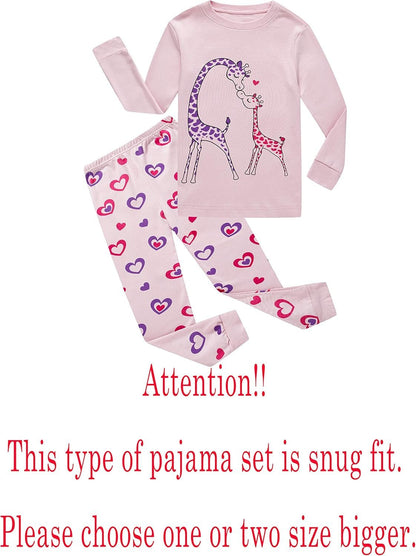 Family Feeling Little Boys Pajamas Sets 100% Cotton Long Sleeve PjsGiraffe/Pink562ClothingGirlsPajama Sets